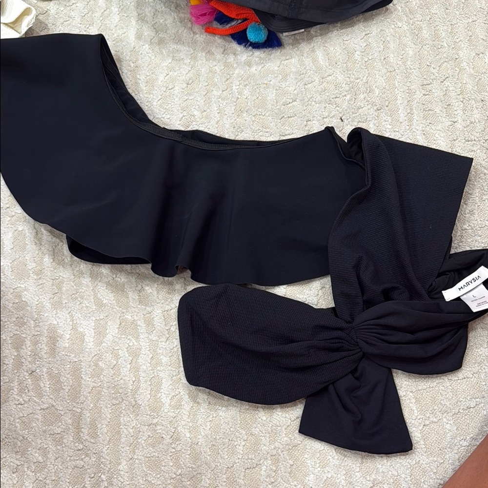 Marysia Black Textured Swim Top